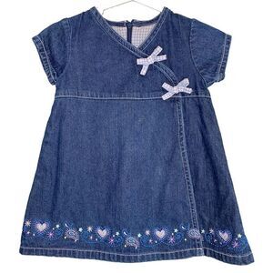 Carter’s Watch the Wear Girl’s Embroidered Denim Dress Size 12 months